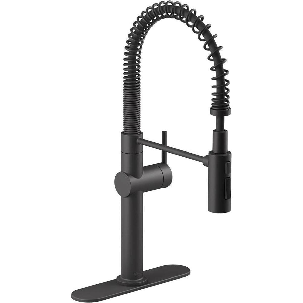 Kohler® Crue™ K-22973-BL Kitchen Faucet, Deck, Pull-Down, Matte Black