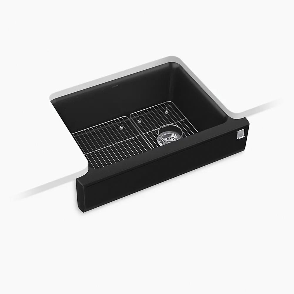 Kohler® Cairn® K-25785-CM1 Farmhouse Kitchen Sink With Short Apron, Neoroc®, Matte Black thumbnail 2