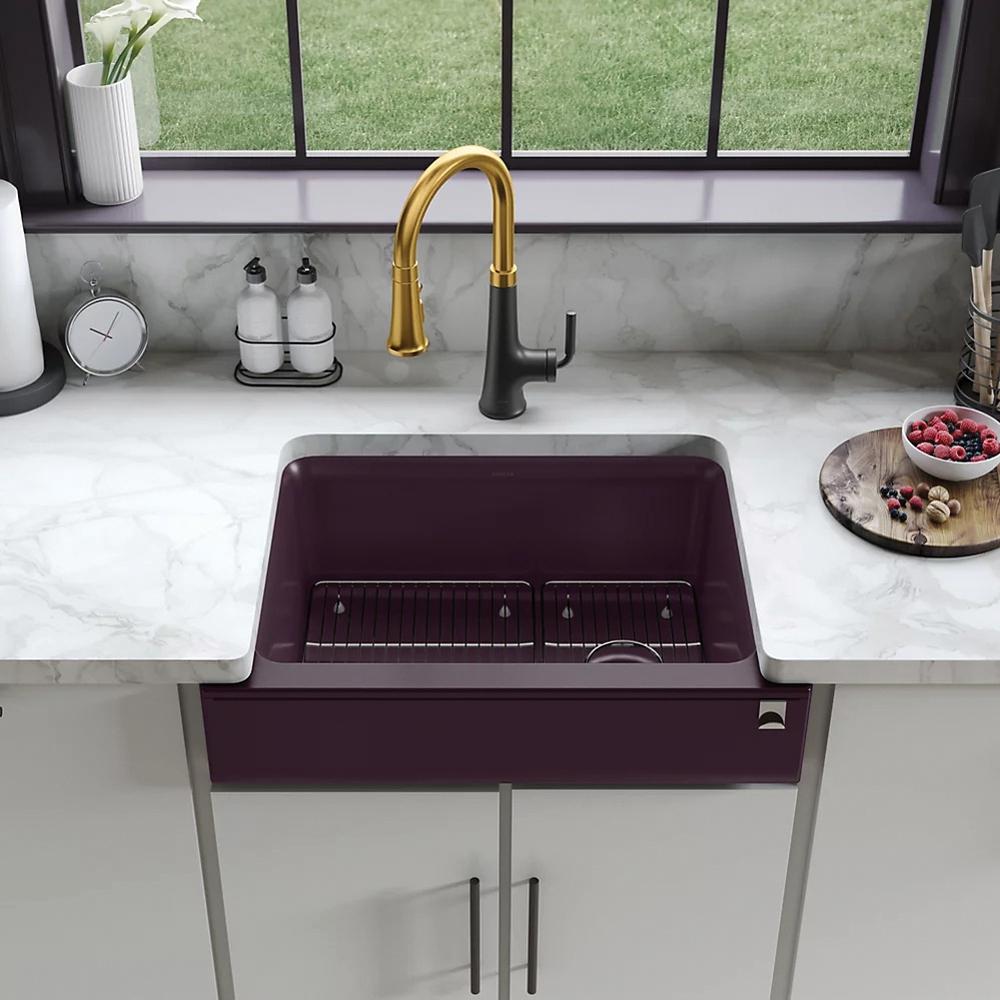 Kohler® Cairn® K-25785-CM1 Farmhouse Kitchen Sink With Short Apron, Neoroc®, Matte Black thumbnail 3