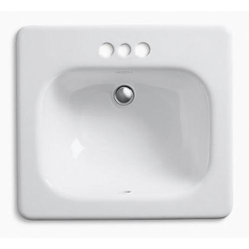Kohler® Tahoe® K-2895-4-0 Bathroom Sink, Rectangular, 3-Hole, Iron, White