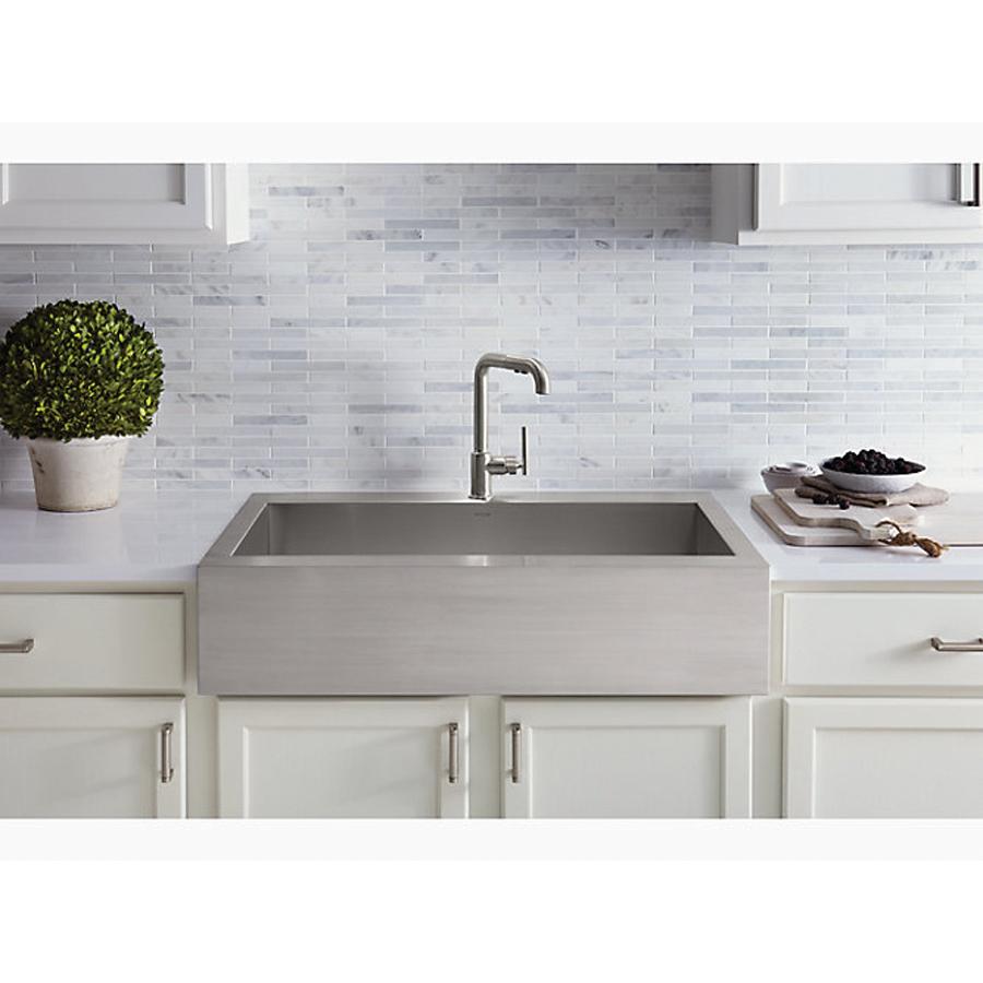 Kohler® Vault™ K-3942-1-NA Farmhouse Kitchen Sink, Rectangular, 1 -Hole, Stainless Steel thumbnail 2