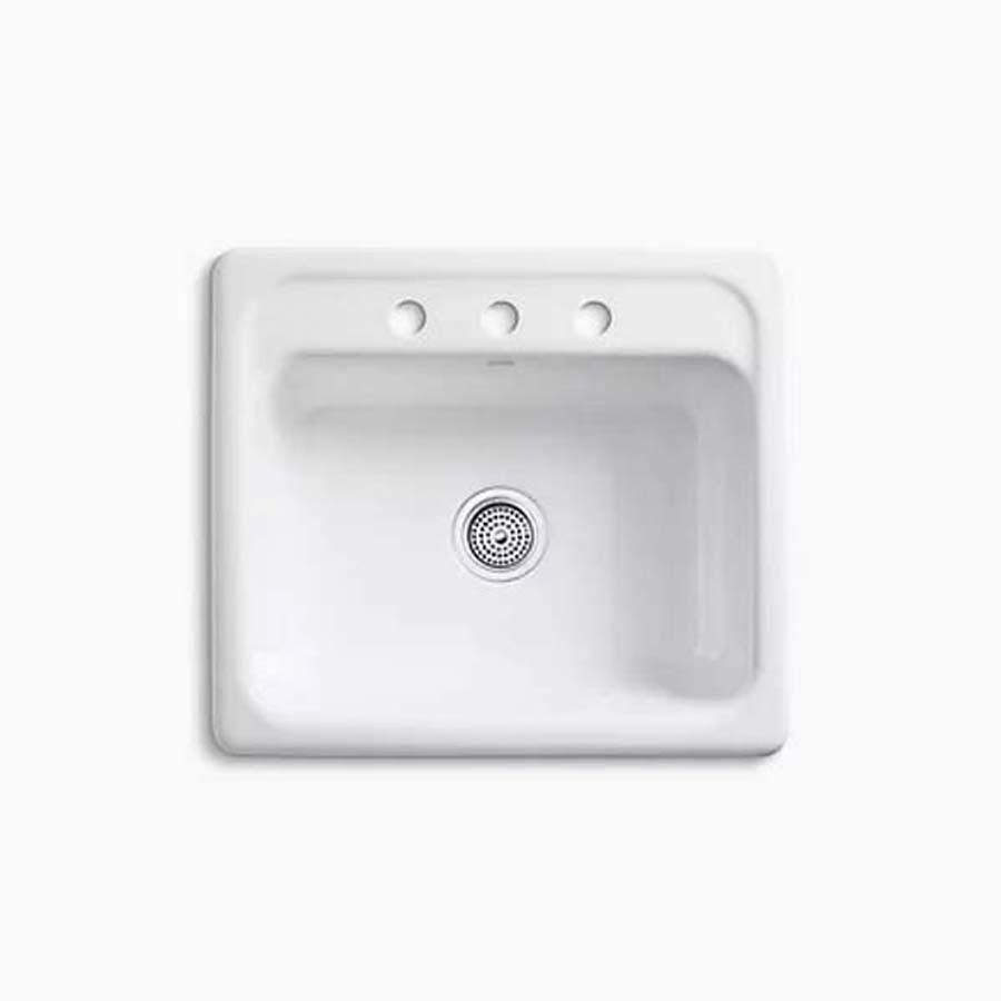 Kohler® Mayfield™ K-5964-3-0 Kitchen Sink, Rectangular, 3 -Hole, Cast Iron, White thumbnail 2