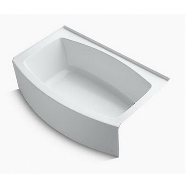 Kohler® Expanse® K-1100-RA-0 Bathtub With Curved Integral Apron, Soaking Bath Therapy, Rectangular, 60 in L, 38 in W thumbnail 2