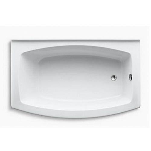 Kohler® Expanse® K-1100-RA-0 Bathtub With Curved Integral Apron, Soaking Bath Therapy, Rectangular, 60 in L, 38 in W