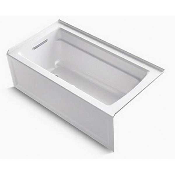Kohler® Archer® K-1123-LA-0 Bathtub With Integral Apron, Soaking Bath Therapy, Rectangular, 60 in L, 32 in W, White