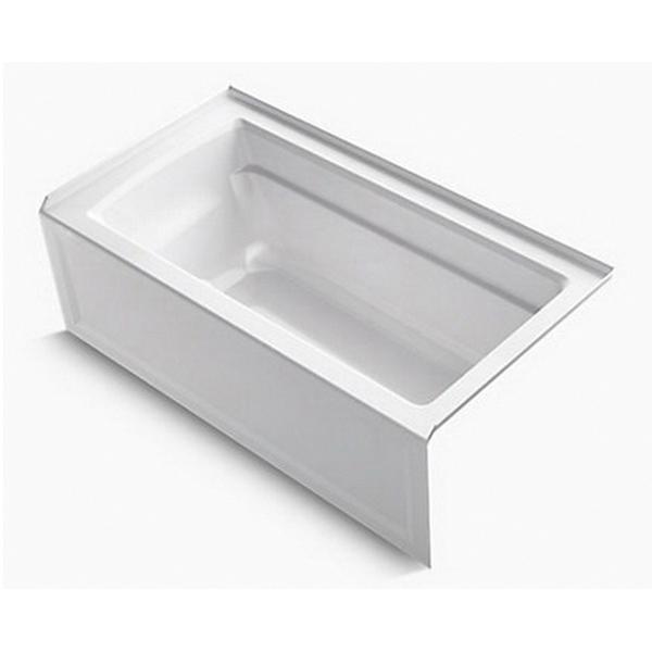 Kohler® Archer® K-1123-RA-0 Bathtub With Integral Apron, Soaking Bath Therapy, Rectangular, 60 in L, 32 in W, White thumbnail 2