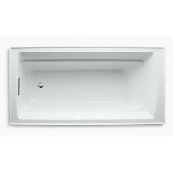 Kohler® Archer® K-1125-0 Bathtub, Soaking Bath Therapy, Rectangular, 72 in L, 36 in W, Reversible Drain Location