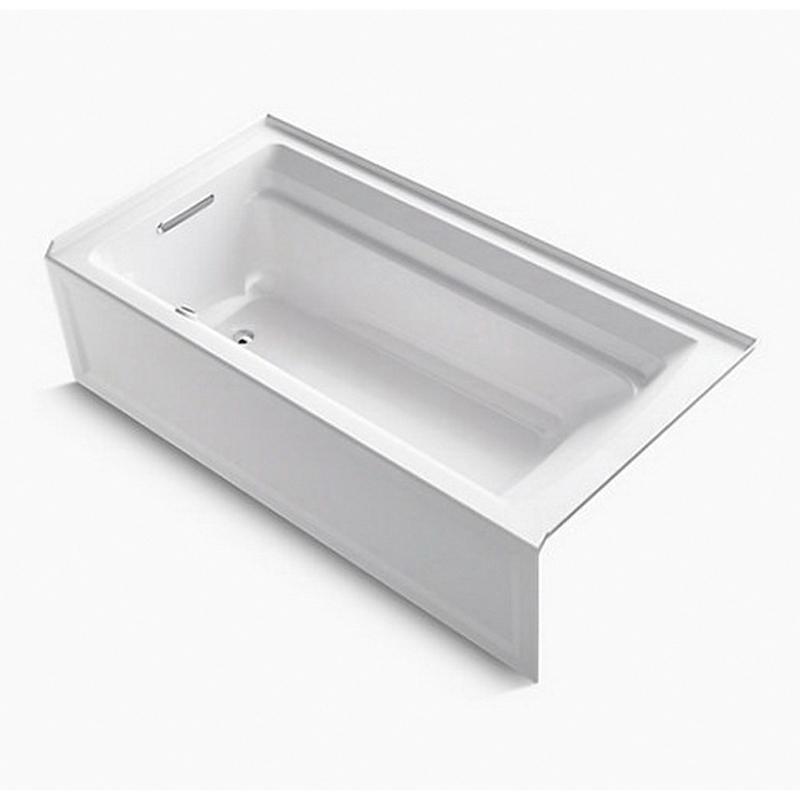 Kohler® Archer® K-1125-LA-0 Bathtub With Integral Apron, Soaking Bath Therapy, Rectangular, 72 in L, 36 in W, White