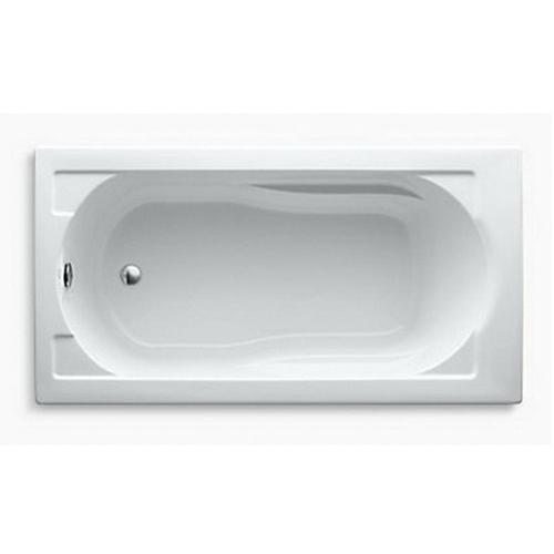 Kohler® Devonshire® K-1184-0 Bathtub, Soaking Bath Therapy, Rectangular, 60 in L, 32 in W, End Drain Location, White