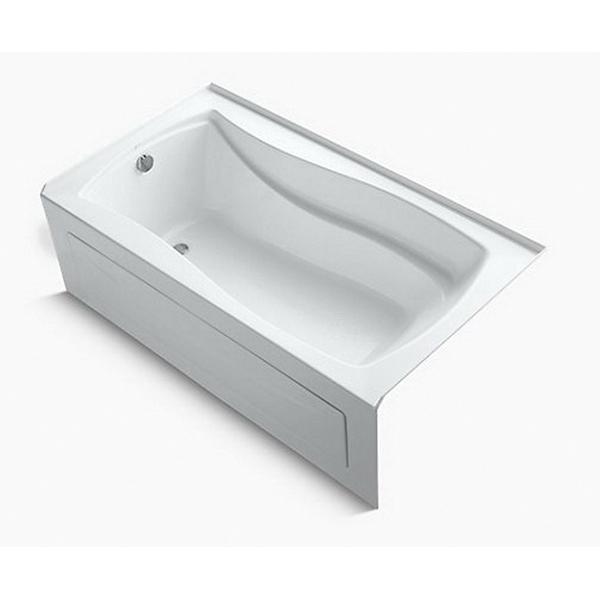 Kohler® Mariposa® K-1229-LA-0 Bathtub With Integral Apron, Soaking Bath Therapy, Rectangular, 66 in L, 36 in W, White