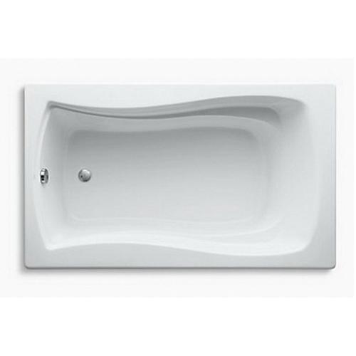 Kohler® Mariposa® K-1242-0 Bathtub, Soaking Bath Therapy, Rectangular, 60 in L, 36 in W, End Drain Location, White