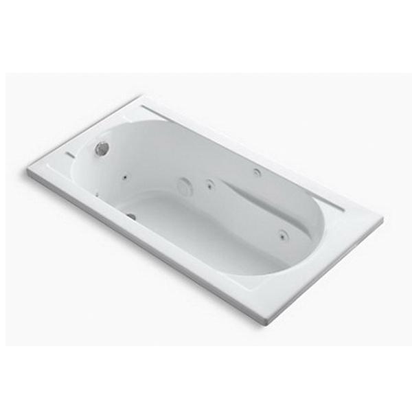 Kohler® Devonshire® K-1357-0 Bathtub, Whirlpool Bath Therapy, Rectangular, 60 in L, 32 in W, End Drain Location, White thumbnail 3