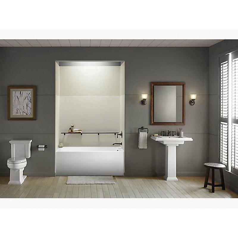 Kohler® Underscore® K-1956-RA-0 Bathtub With Integral Apron, Soaking Bath Therapy, Rectangular, 60 in L, 30 in W, White