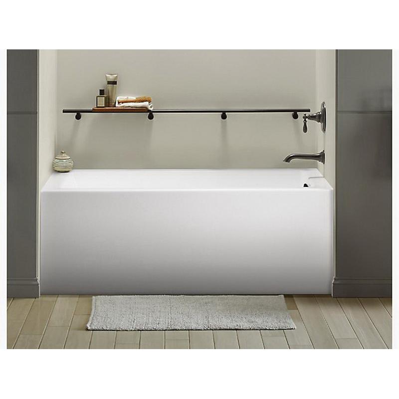 Kohler® Underscore® K-1956-RA-0 Bathtub With Integral Apron, Soaking Bath Therapy, Rectangular, 60 in L, 30 in W, White thumbnail 2