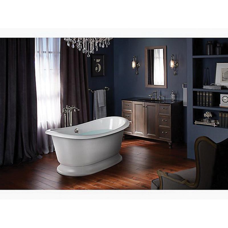 Kohler® Artifacts® K-21000-W-0 Bathtub With White Exterior, Soaking Bath Therapy, Oval, 66-1/8 in L, 32-1/2 in W, White thumbnail 2