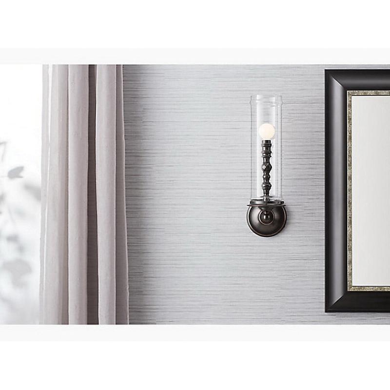 Kohler® Damask™ K-22545-SC01-BZL Sconce, 60 W Fixture, 120 V, 1 -Bulb, 450 Lumens, 3000 K, Brass Fixture thumbnail 2