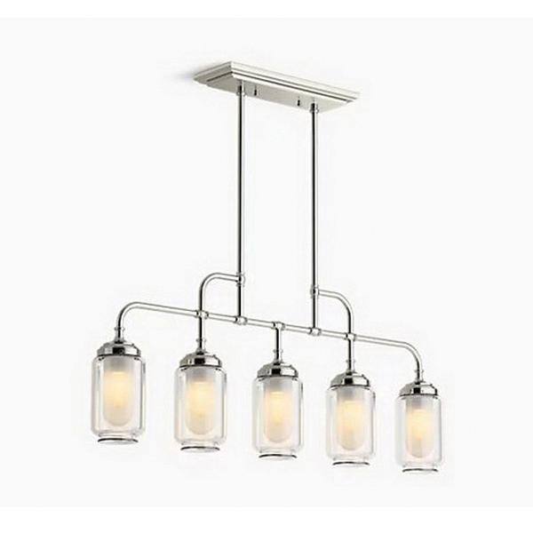 Kohler® Artifacts® K-22660-CH05-SNL Linear Chandelier, 200 W Fixture, 120 V, 5 -Bulb, 2000 Lumens, 3000 K