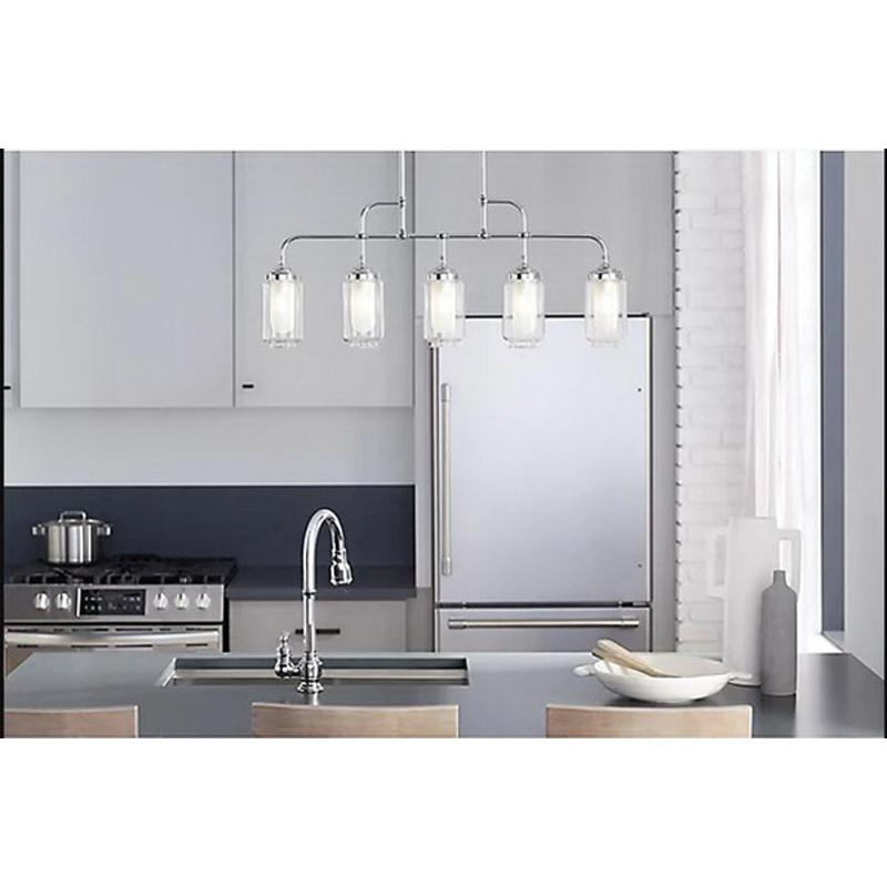 Kohler® Artifacts® K-22660-CH05-SNL Linear Chandelier, 200 W Fixture, 120 V, 5 -Bulb, 2000 Lumens, 3000 K thumbnail 2