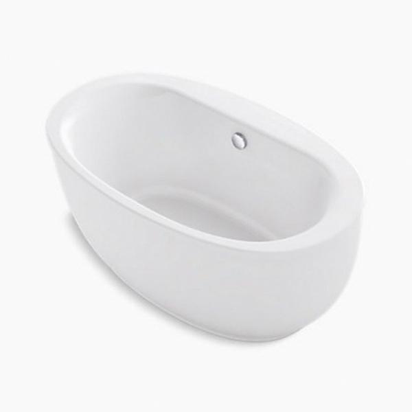 Kohler® Sunstruck® K-24002-0 Bathtub With Fluted Shroud, Soaking Bath Therapy, Oval, 60-11/16 in L, 34-11/16 in W thumbnail 3