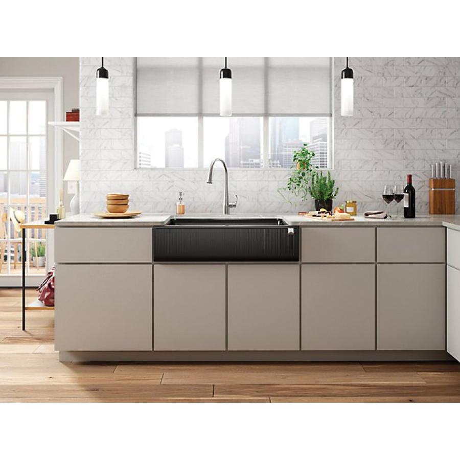 Kohler® Cairn® K-25788-CM1 Farmhouse Kitchen Sink With Fluted Design and Tall Apron, Rectangular, Neoroc Composite thumbnail 2