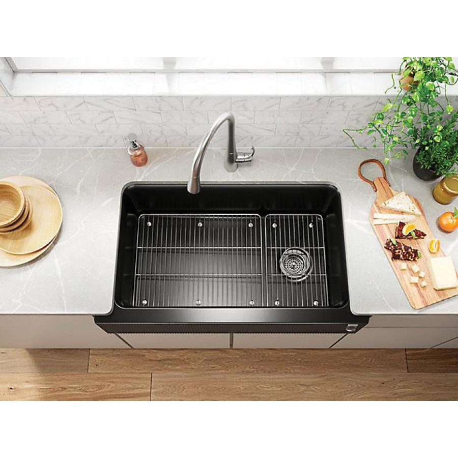 Kohler® Cairn® K-25788-CM1 Farmhouse Kitchen Sink With Fluted Design and Tall Apron, Rectangular, Neoroc Composite thumbnail 4