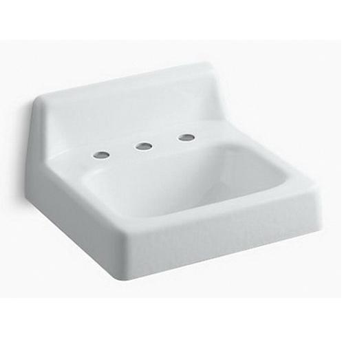 Kohler® Hudson™ K-2863-0 Bathroom Sink, Rectangular, 3-Hole, Iron, White, Enamel