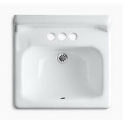 Kohler® Hudson™ K-2867-0 Bathroom Sink, Rectangular, 3-Hole, Iron, White, Enamel