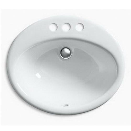 Kohler Farmington® K-2905-4 1-Basin Cast Iron Self-Rimming Countertop Lavatory, 19-1/4 inch x 16-1/4 inch, Biscuit
