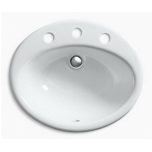 Kohler® Farmington® K-2905-8-0 Bathroom Sink, Oval, 3-Hole, Iron, White, Enamel thumbnail 2