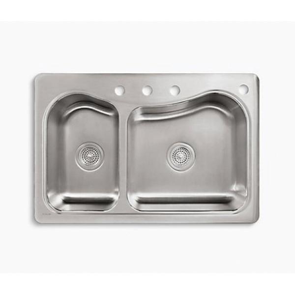 Kohler® Staccato™ K-3361-4-NA Kitchen Sink, Rectangular, 4 -Hole, Stainless Steel