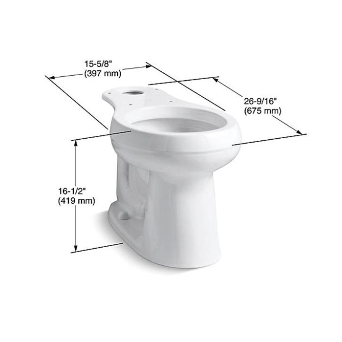 Kohler® Cimarron® Comfort Height® K-4347-96 Chair Height Toilet Bowl, Round Front, 12 in Rough-In, Floor Mounting thumbnail 2