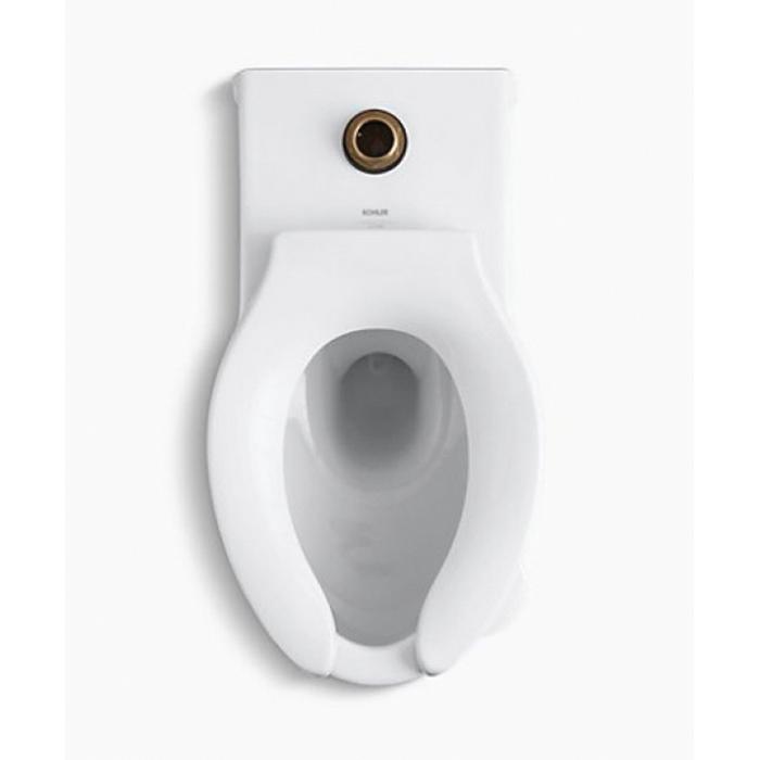 Kohler® Stratton™ K-4450-C-0 Flushometer Valve Toilet Bowl With Top Inlet, Elongated, 3.5 gpf Flush Rate, Wall Mounting