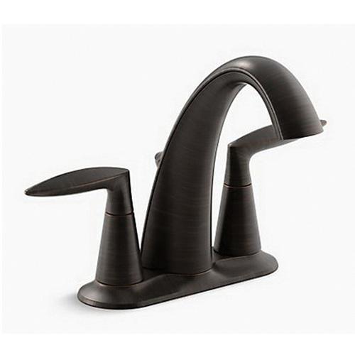 Kohler Alteo® K-45100-4-2BZ 2 Lever Handle Centerset Lavatory Faucet With Pop-Up Drain and Tailpiece, 1.5 gpm, at 60 psi Oil-Rubbed Bronze