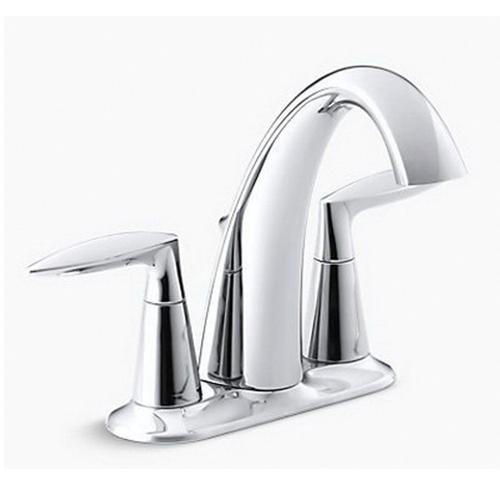 Kohler Alteo® K-45100-4-CP 2 Lever Handle Centerset Lavatory Faucet With Pop-Up Drain and Tailpiece, 1.5 gpm, at 60 psi Polished Chrome