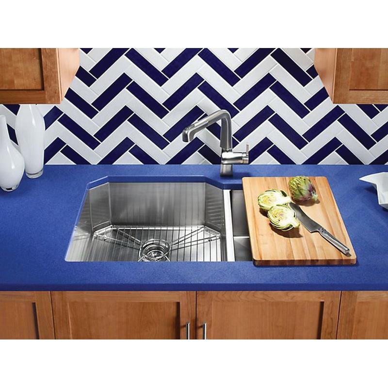 Kohler Strive&trade; K-5282 Extra-Large/Medium Double-Bowl 16 Guage Stainless Steel Undermount Kitchen Sink, 35-1/2 inch x 20-1/4 inch, Brushed