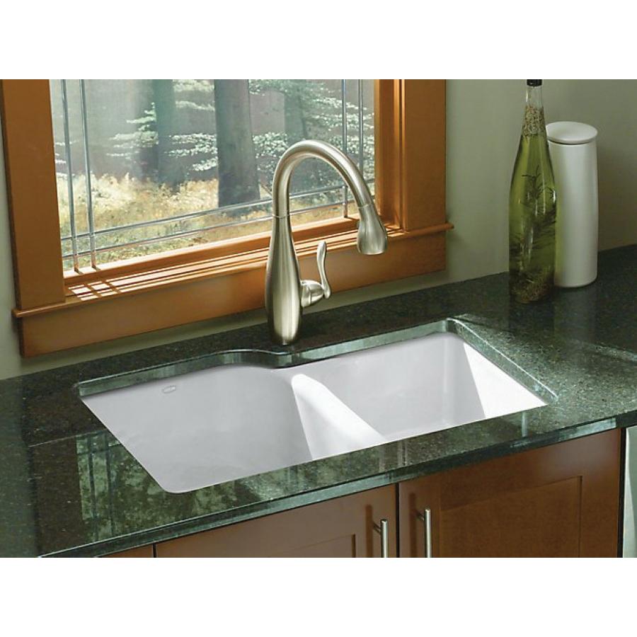 Kohler® Executive Chef™ K-5931-4U-96 Large/Medium Kitchen Sink, Rectangular, 4 -Hole, Cast Iron, Biscuit, Enamel thumbnail 3
