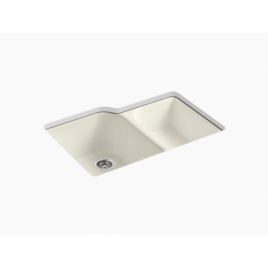 Kohler® Executive Chef™ K-5931-4U-96 Large/Medium Kitchen Sink, Rectangular, 4 -Hole, Cast Iron, Biscuit, Enamel thumbnail 2
