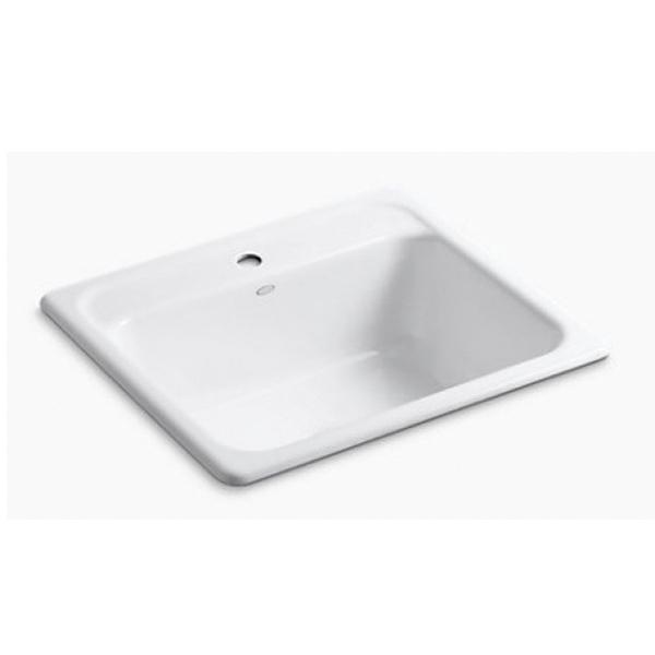 Kohler® Mayfield™ K-5964-1-0 Kitchen Sink, Rectangular, 1 -Hole, Cast Iron, White