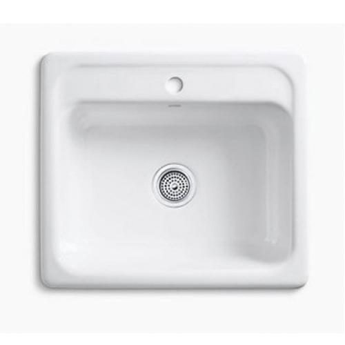 Kohler® Mayfield™ K-5964-1-0 Kitchen Sink, Rectangular, 1 -Hole, Cast Iron, White thumbnail 2