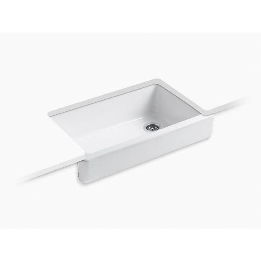 Kohler® K-6488-0 Farmhouse Kitchen Sink, Rectangular, Cast Iron, White