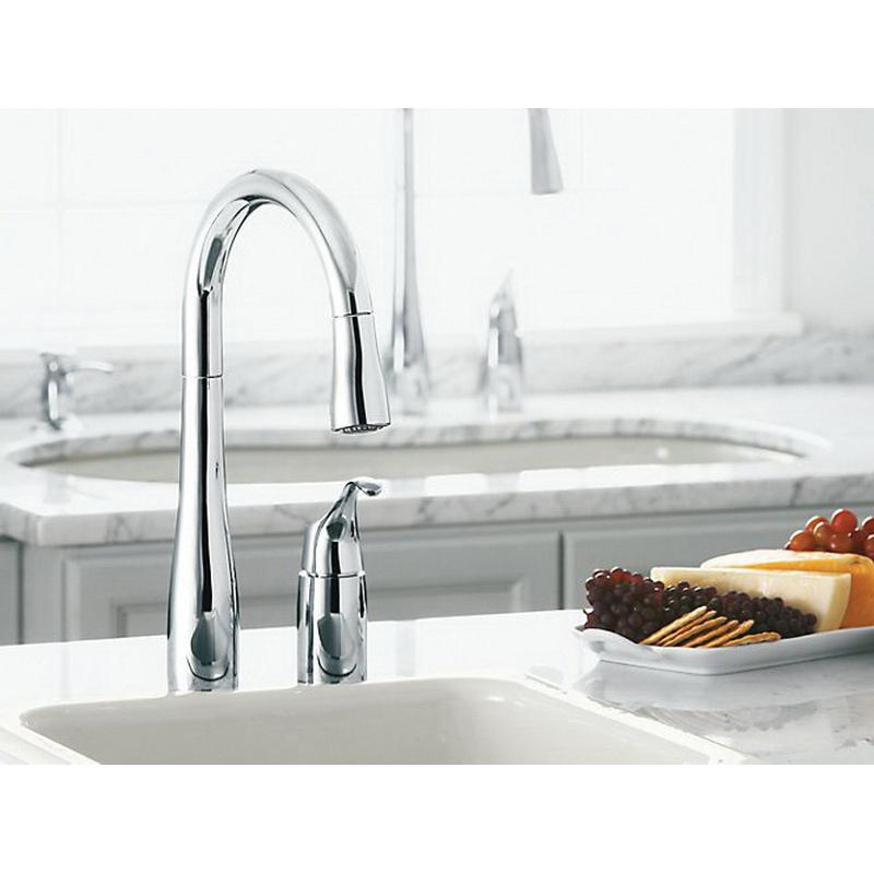 Kohler® Simplice® K-649-CP Kitchen Faucet, Deck, Pull-Down, Polished Chrome thumbnail 2