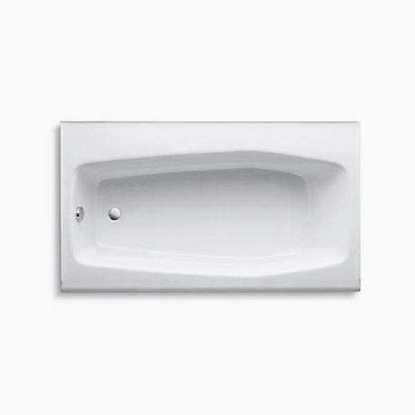 Kohler® Villager K-713-0 Bathtub, Soaking Bath Therapy, Rectangular, 60 in L, 34-1/4 in W, Left Drain Location, White