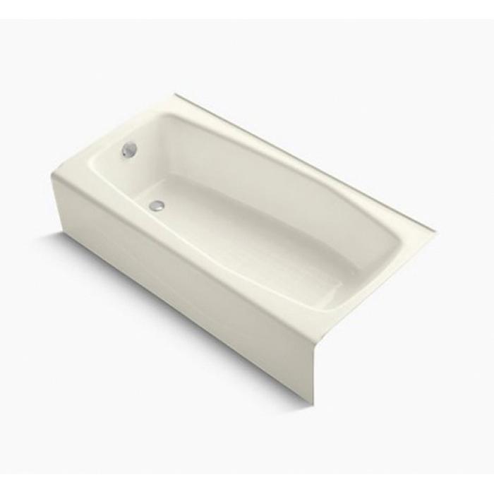 Kohler® Villager K-715-96 Bathtub With Integral Apron, Soaking Bath Therapy, Rectangular, 60 in L, 30-1/4 in W, Biscuit