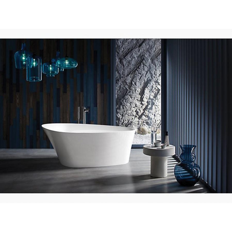 Kohler® Veil® K-8331-0 Bathtub, Soaking Bath Therapy, Oval, 65-3/8 in L, 36-3/4 in W, Center Drain Location, White thumbnail 2