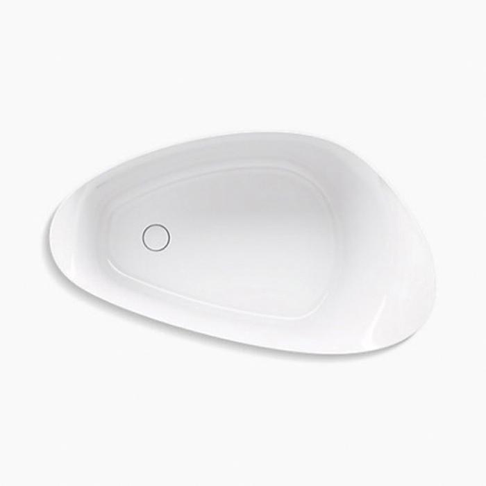 Kohler® Veil® K-8331-0 Bathtub, Soaking Bath Therapy, Oval, 65-3/8 in L, 36-3/4 in W, Center Drain Location, White
