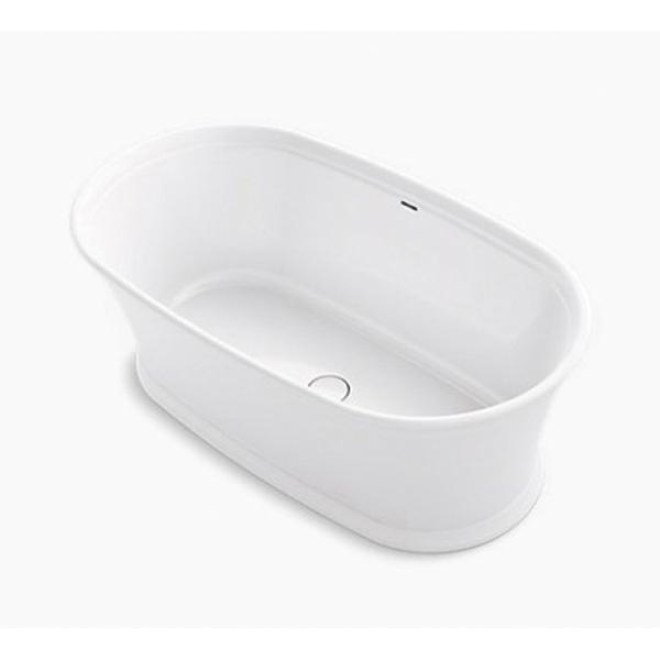 Kohler® Memoirs® K-8332-0 Bathtub, Soaking Bath Therapy, Oval, 59-11/16 in L, 34 in W, Center Drain Location, White