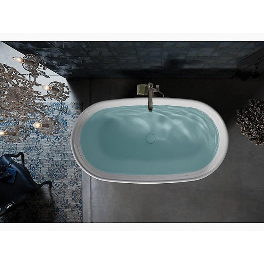 Kohler® Memoirs® K-8332-0 Bathtub, Soaking Bath Therapy, Oval, 59-11/16 in L, 34 in W, Center Drain Location, White thumbnail 4