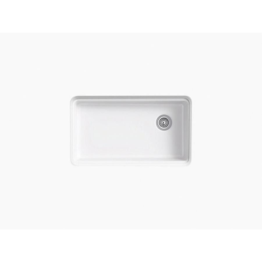 Kohler® Riverby® K-8689-5U-0 Kitchen Sink, Rectangular, 5 -Hole, Cast Iron, White, Enamel, Domestic