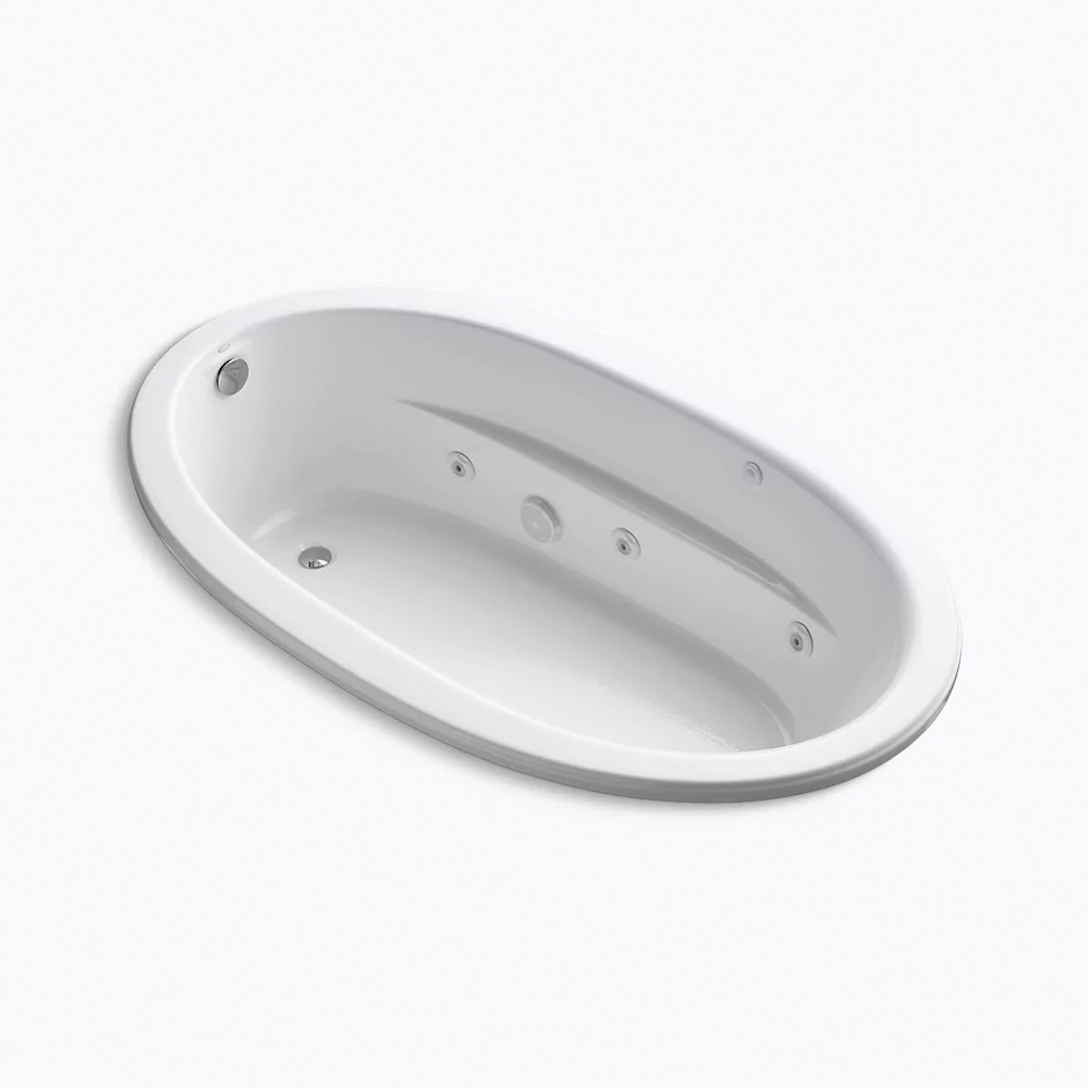 Kohler® Sunward® K-1164-0 Bathtub, Whirlpool Bath Therapy, Oval, 72 in L, 42 in W, Reversible Drain Location, White thumbnail 2