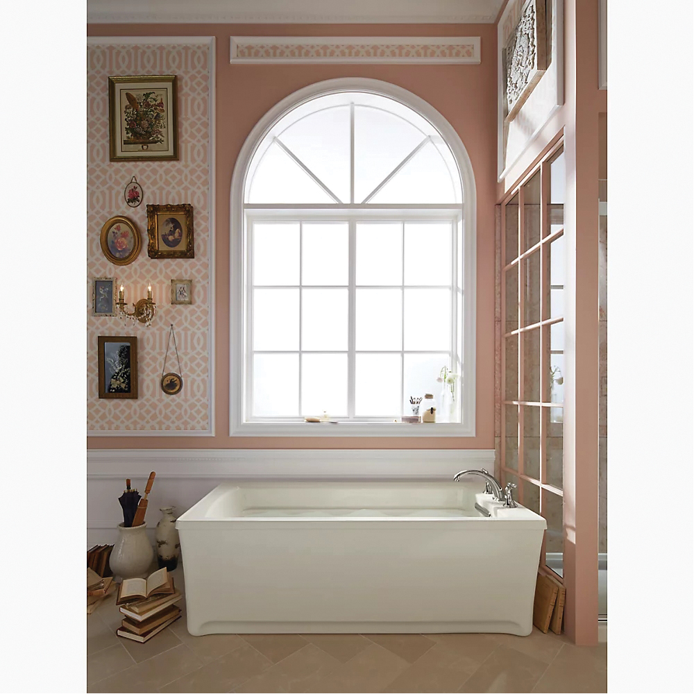 Kohler® Underscore® K-1173-GHW-0 Bathtub, Airjet, BubbleMassage™ Bath Therapy, Rectangular, 66 in L, 36 in W, White thumbnail 2
